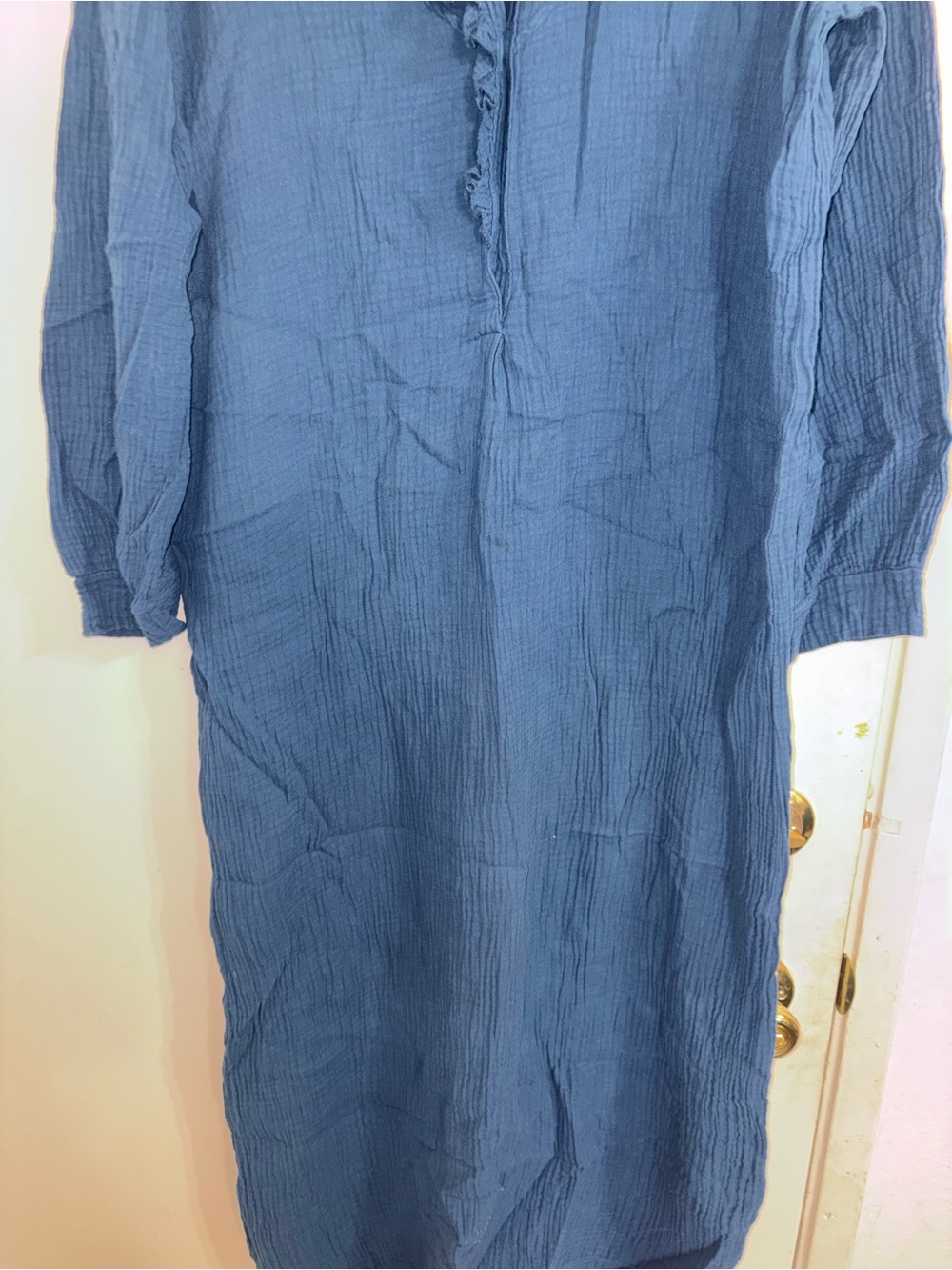 BF Designed By Beatriz Furest Spain crinkle-texture shirtdress Medium Cotton - Picture 3 of 4